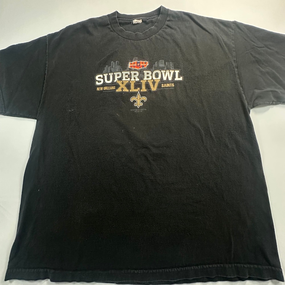 New Orleans Saints Super Bowl XLIV Champions T-Shirt Mens 2XL Black 2010 NFL